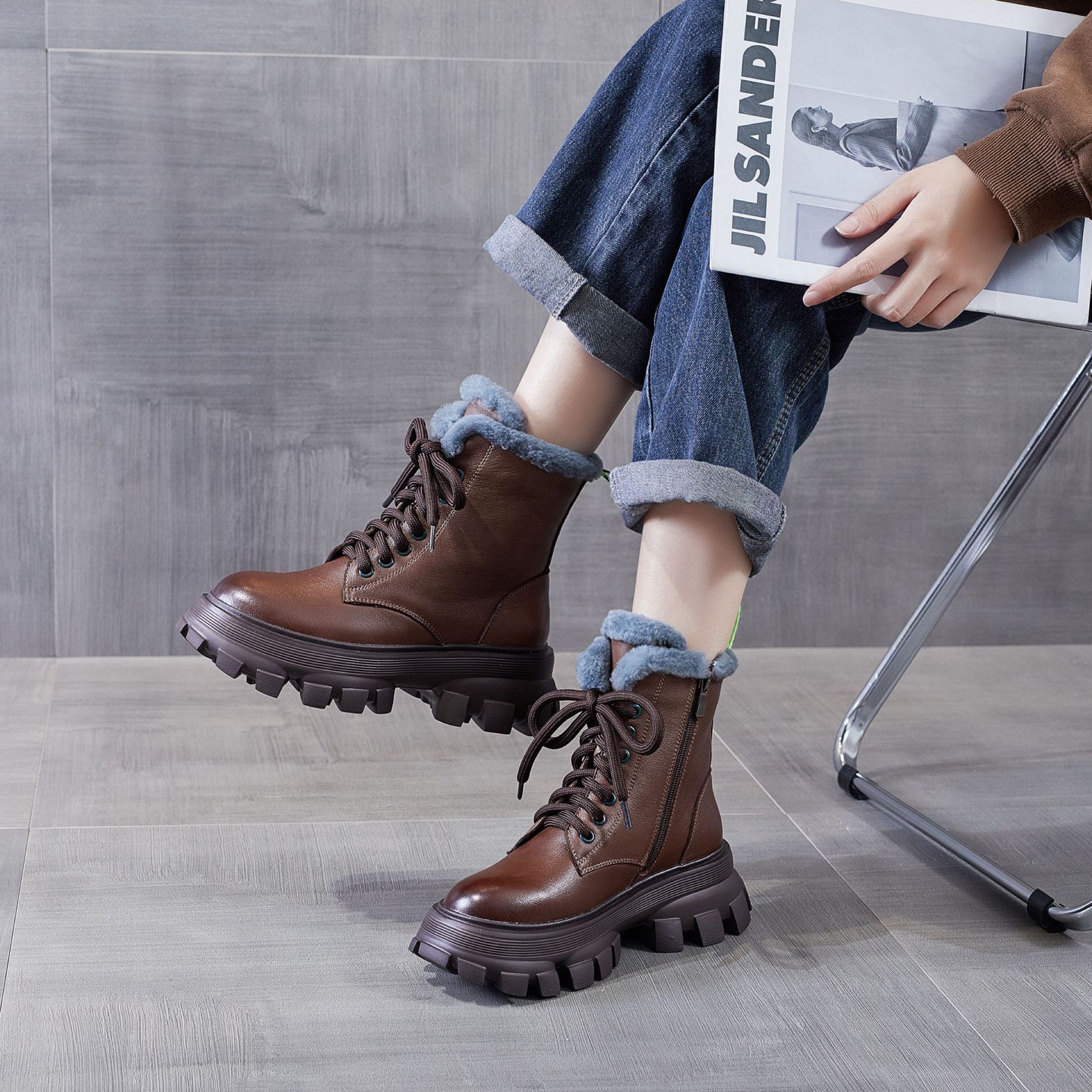 马丁靴女冬季加绒2021年秋冬新款靴子真皮鞋英伦厚底爆款春秋短靴