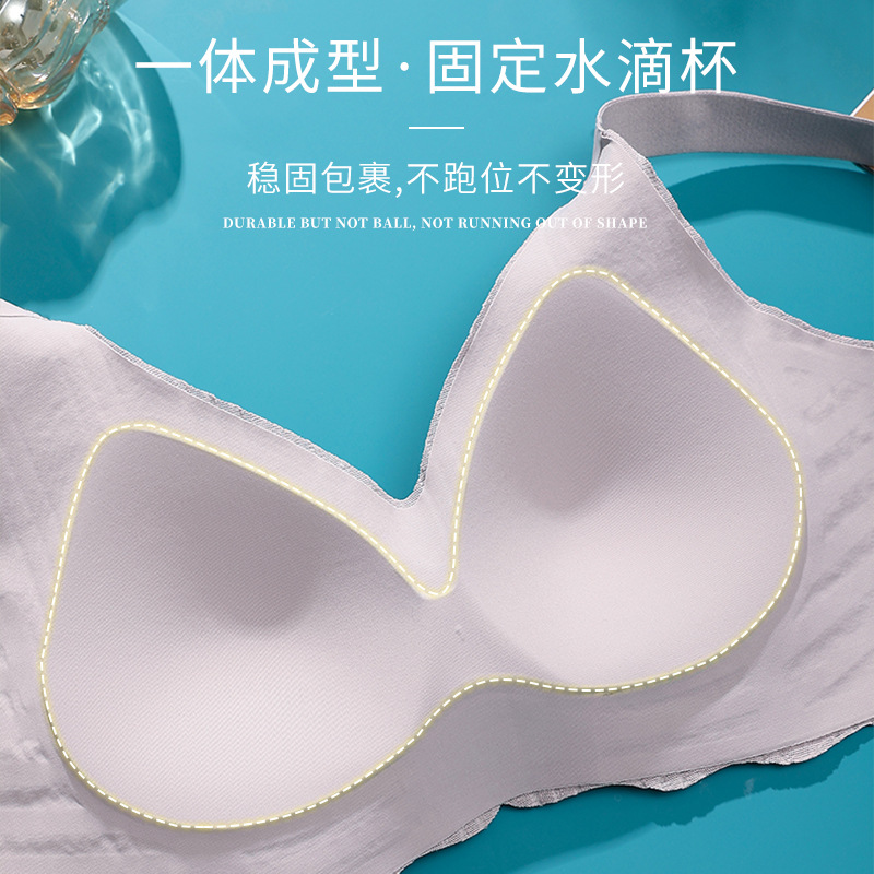 Fixed Cup Soft Support Seamless Underwear Women Push up Breast Holding Anti-Sagging Big Chest Show Small-Large Size Pregnant Women Bra Thin