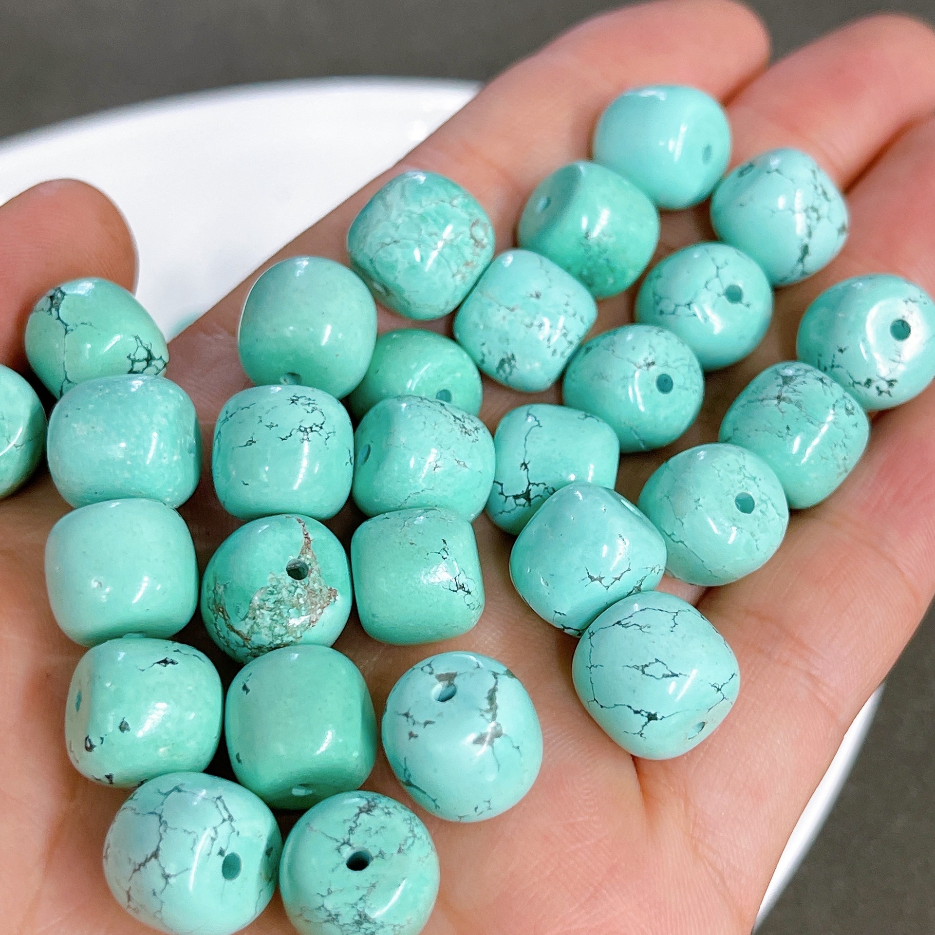 菱镁矿绿松石桶珠配件路路通手串diy散珠优化二代配饰