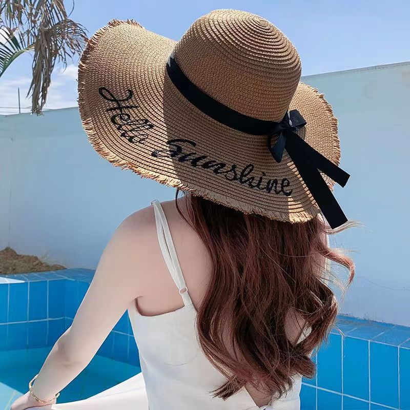 Hat Female Straw Straw Hat Internet Celebrity Summer Travel Seaside Beach Hat Fashion All-Match Sun Protection Sun Hat