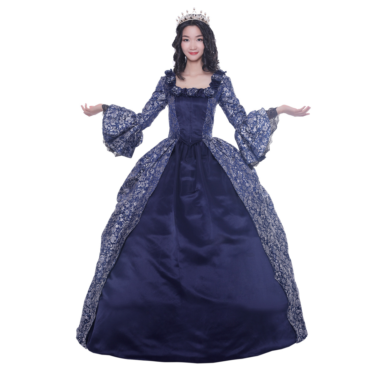 19世纪维多利亚长袖舞会礼服 蓬蓬长裙