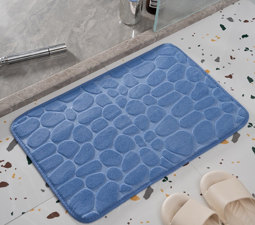 Coral Cashmere Mats Stone Pattern Embossed Solid Color Door Mat Pebble Texture Bathroom Absorbent Mat