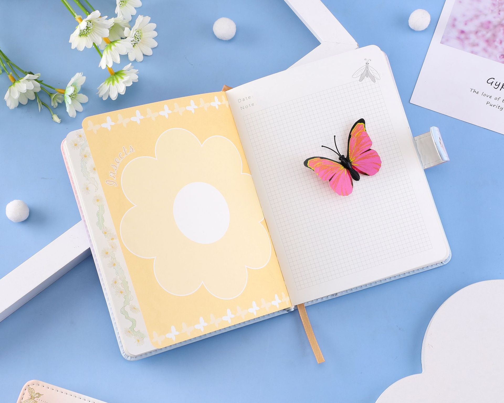 立体滴胶pu皮封面磁扣本彩页内芯果香学生笔记本手账本网红日记本