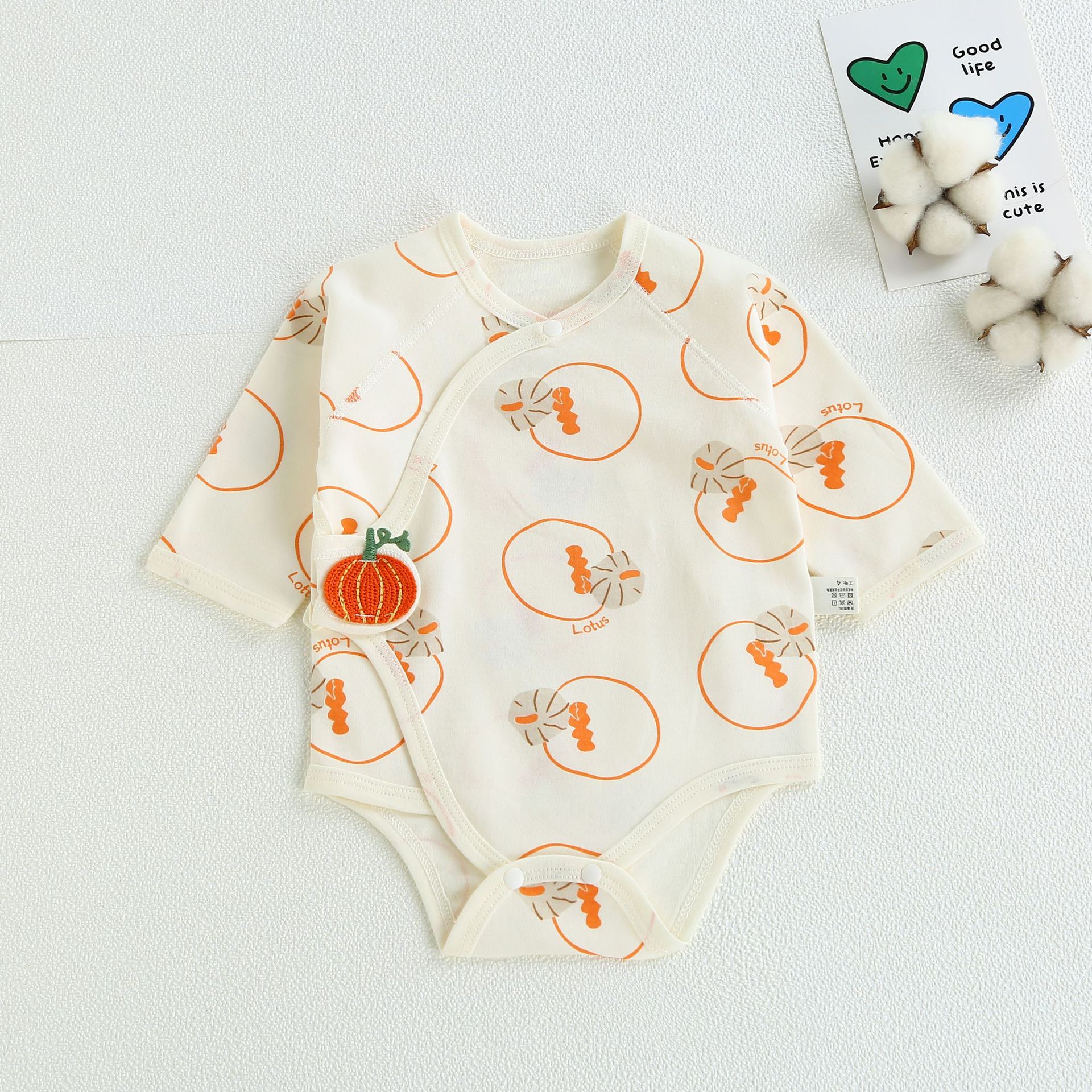 Baby Sheath Clothes Spring and Autumn Baby Triangle Romper Cotton Newborn Long-Sleeved Printed Jumpsuit Boneless Romper Baby Clothes