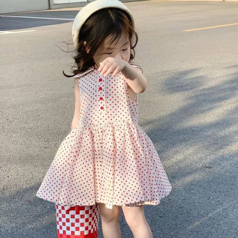 女童圆点背心连衣裙无袖小女孩可爱公主裙夏装儿童女宝宝裙子洋气
