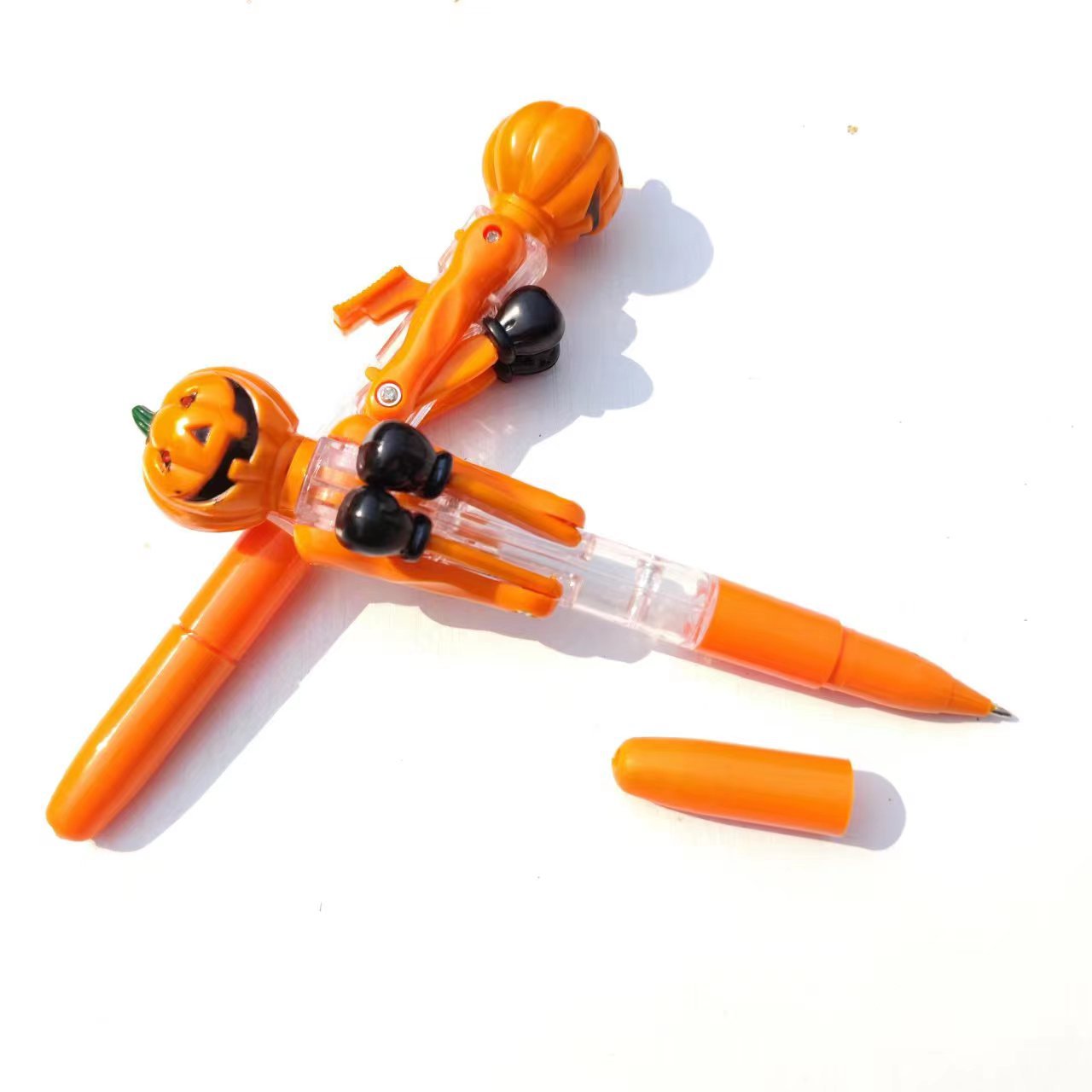 Halloween Gift Children's Prizes Cute Pumpkin Boxing Pen Creative Ballpoint Pen with Light Decompression Toy Pen