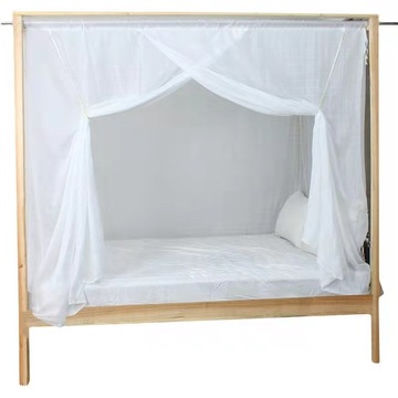 家用老式棉纱蚊帐学生宿舍床穿杆绑绳防尘顶加密加厚单门纹账