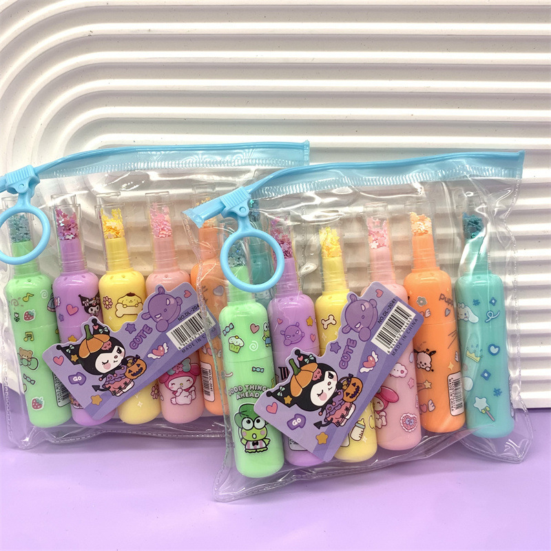 跨境三丽鸥库洛米漂流瓶流沙荧光笔帕恰狗大耳狗青蛙美乐蒂萤光笔