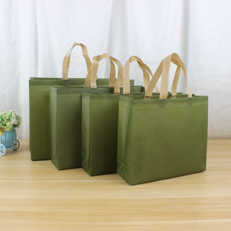 厂家定制卡通有底有侧外卖袋子覆膜袋绿色包装手提袋无纺布袋印字