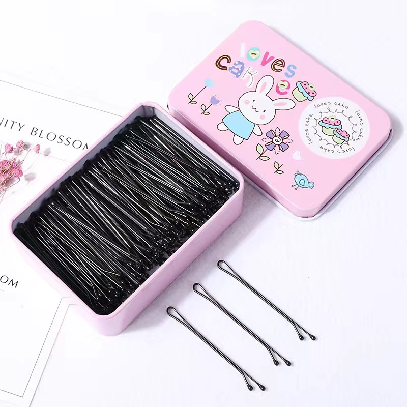 Simple Word Clip Black Hairpin Gift Box Hairpin Little Clip Broken Hair Headdress Steel Clip Clip Side Clip Female Hair Accessories