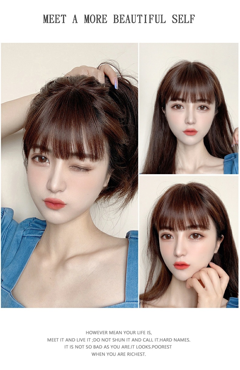 漫画齐刘海假发女 lisa同款真人发空气刘海假发片减龄自然假发帘