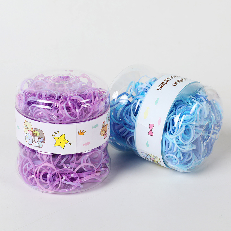 Korean-Style Colorful Children's Disposable Rubber Band Boxed Strong Pull Continuous Hair Rope Girls' Hair Tie Hair Band High Elastic Hair Band