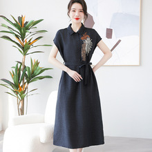 新中式国风女装黑色改良旗袍连衣裙女春夏高级感超好看气质女神范