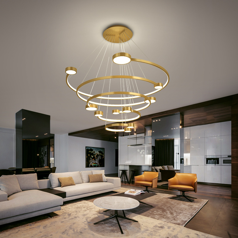 客厅吊灯简约现代大气家用led创意个性餐厅圆环大厅顶灯网红灯具