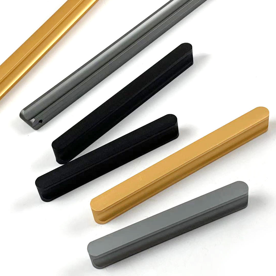 太空铝黑色金色灰色衣柜橱柜门高定拉手加长1米一字火车道圆头t型