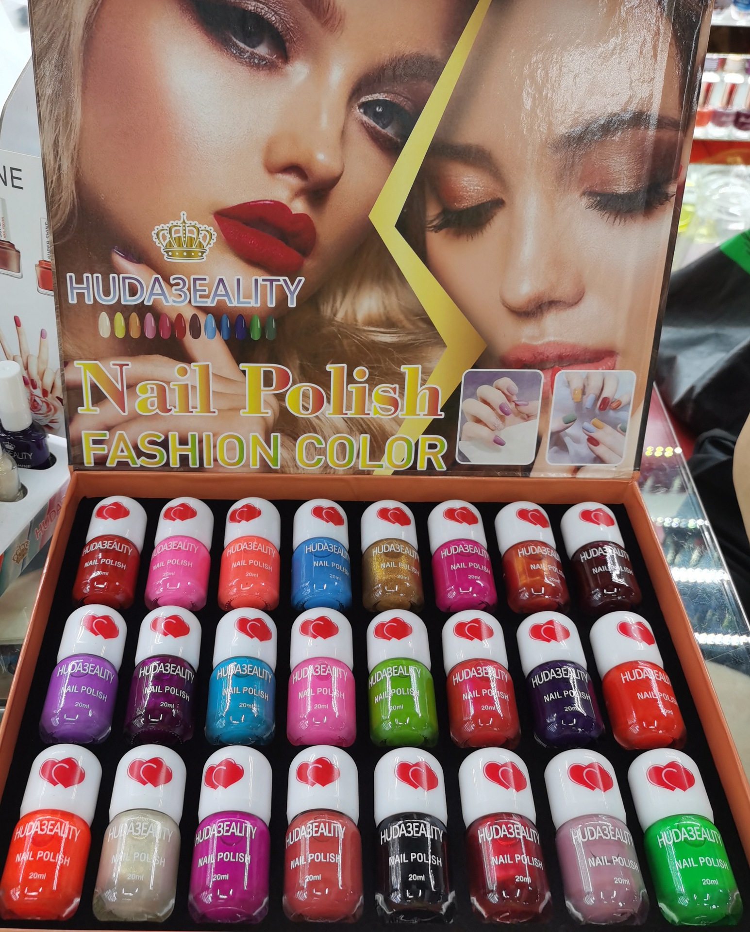 新款爱心指甲油24瓶装礼盒nailpolish油性甲油不可剥huda3eality