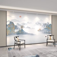 新中式墙布电视背景墙壁纸客厅墙纸5d简约现代影视墙布8d壁画装饰