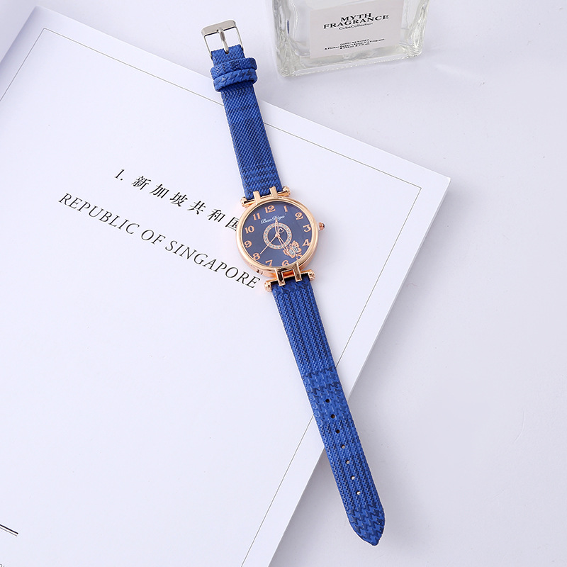 Fashion New Women's Butterfly Diamond-Embedded Watch Student Woven Strap Small Watch Small Fresh Quartz Watch
