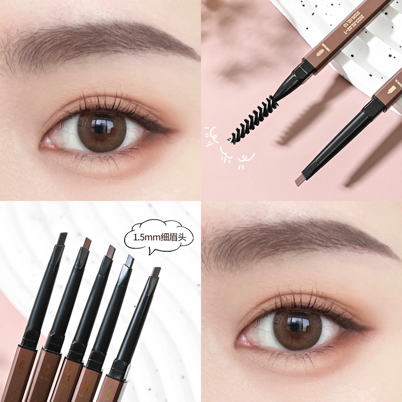 Small Gold Bar Eyebrow Pencil Double-Headed Small Gold Chopsticks Triangle Ultra-Fine Eyebrow Pencil Eyebrow Pencil Waterproof Sweat-Proof Not Smudge Natural Three-Dimensional Sketch Pen