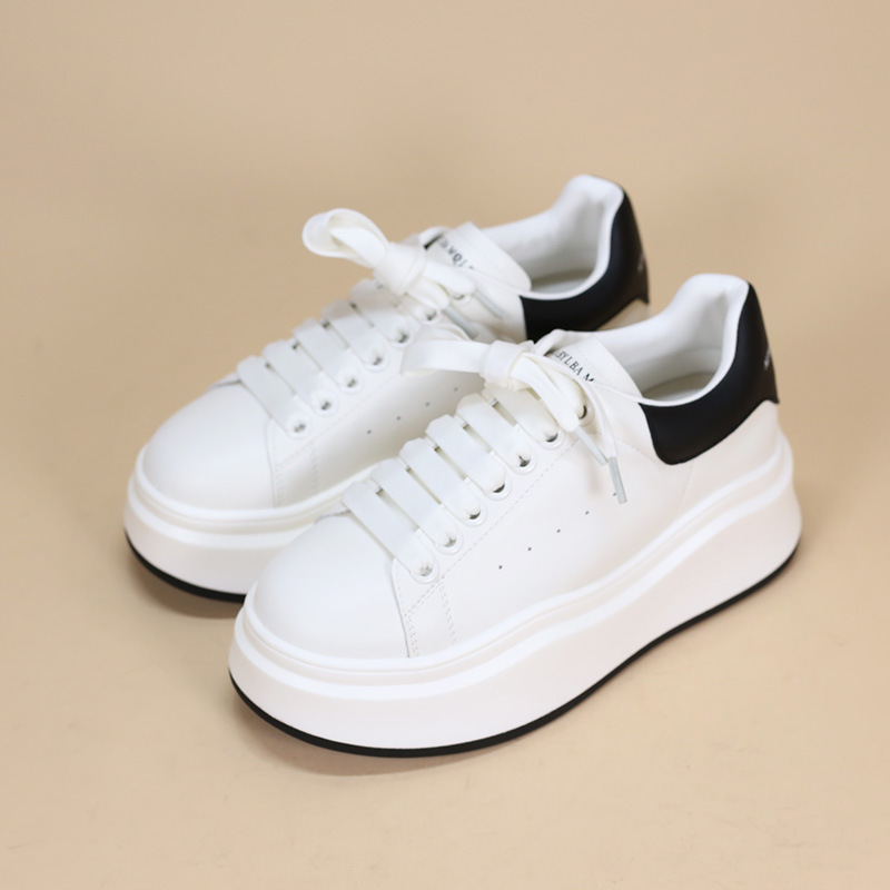 小白鞋女真皮 透气轻便厚底增高黑尾2023秋季新款休闲板鞋一件代