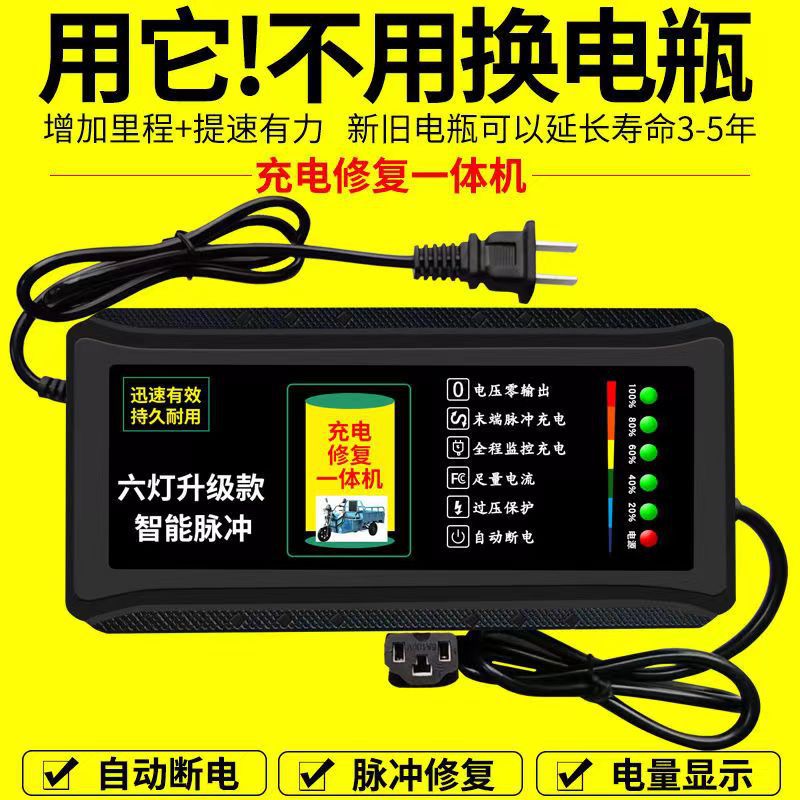 自动断电两轮三轮电动车电瓶车充电器48V60V72V超威电车通用批发