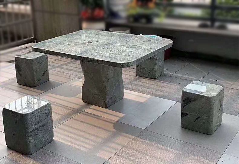 九龙壁石头桌子户外庭院大理石家用石凳别墅自然整石桌子茶台室外