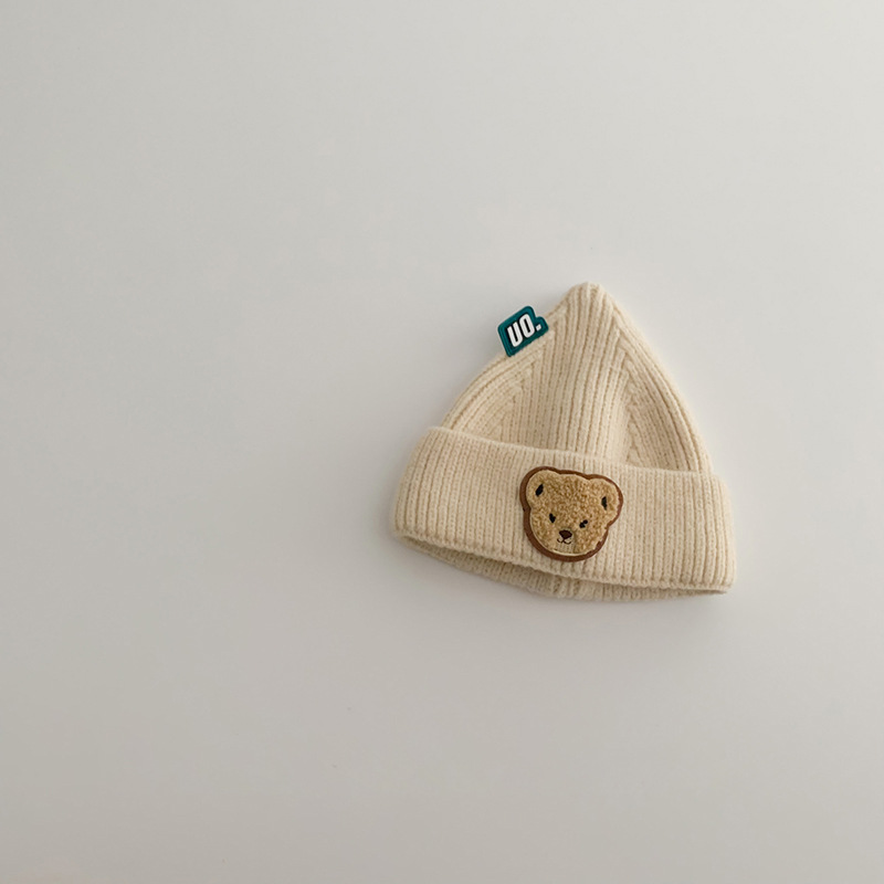 South Korea Baby Hat 2023 Autumn and Winter New Bear Ins Cute Baby Sleeve Cap Children's Knitted Hat