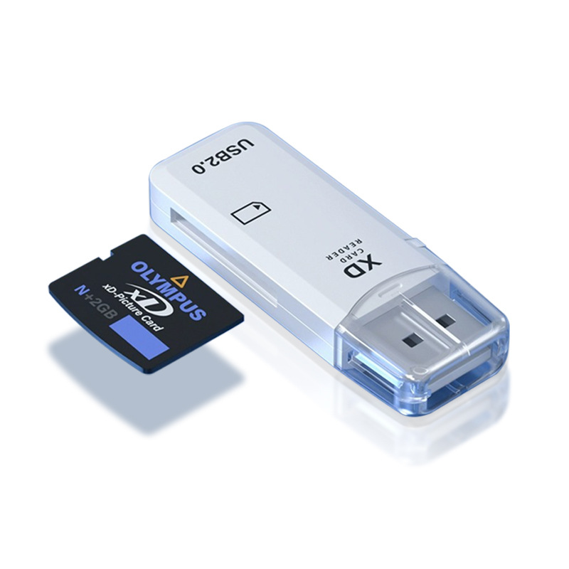 Wholesale XD Card Cross-Border in Stock USB Card Reader Ivory White with Light Small Strip High-Speed Mini Card Reader