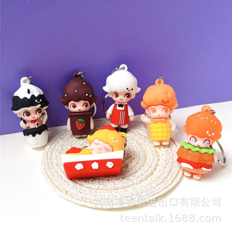 5163# New KFC Series Doll Keychain Hamburger Corn Strawberry Drink Ice Cream Doll Pendant