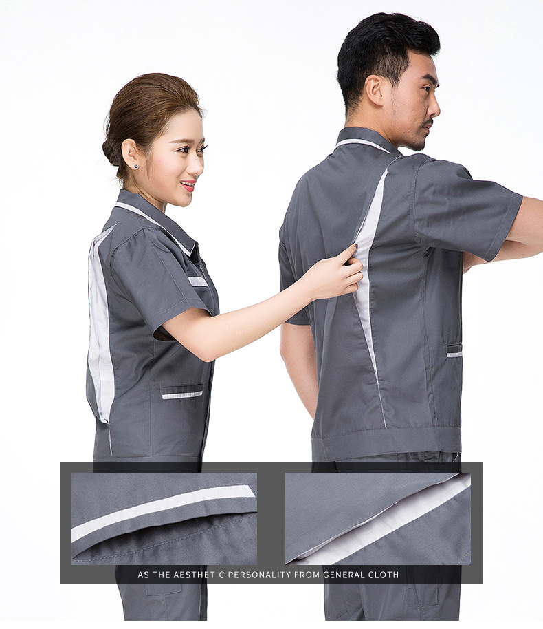 bmw夏季短袖工作服套装男4s店美容售后维修工人汽修服劳保服