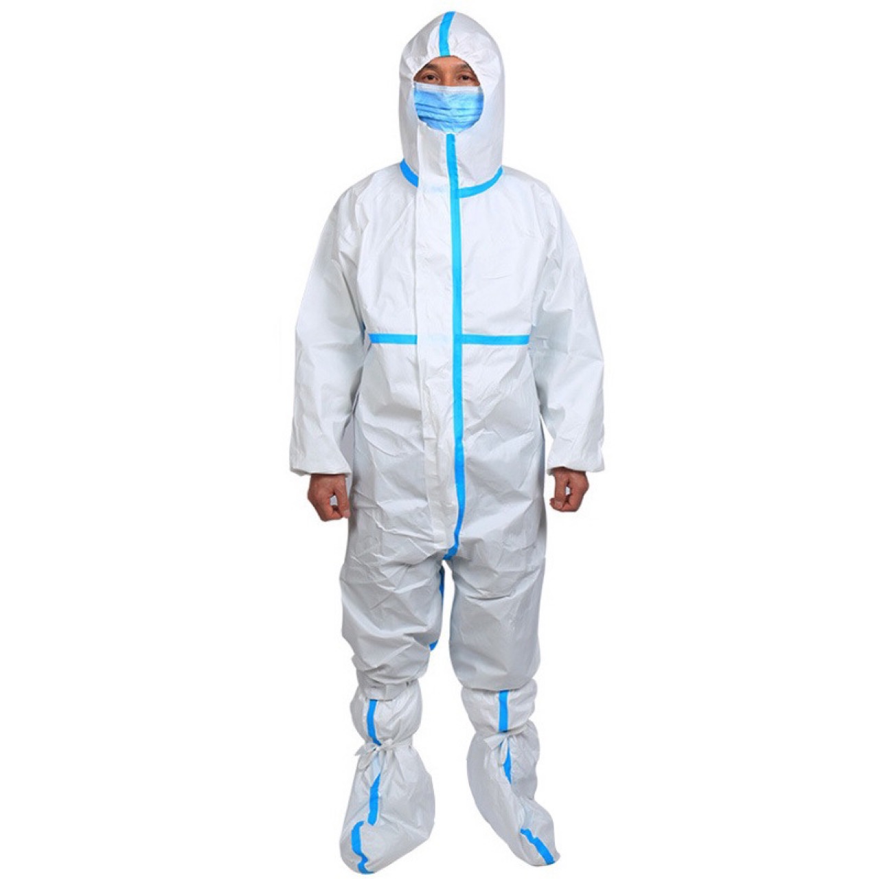 连体贴条防护服一次性带帽男女通用实验室密封透气膜工作服隔离衣