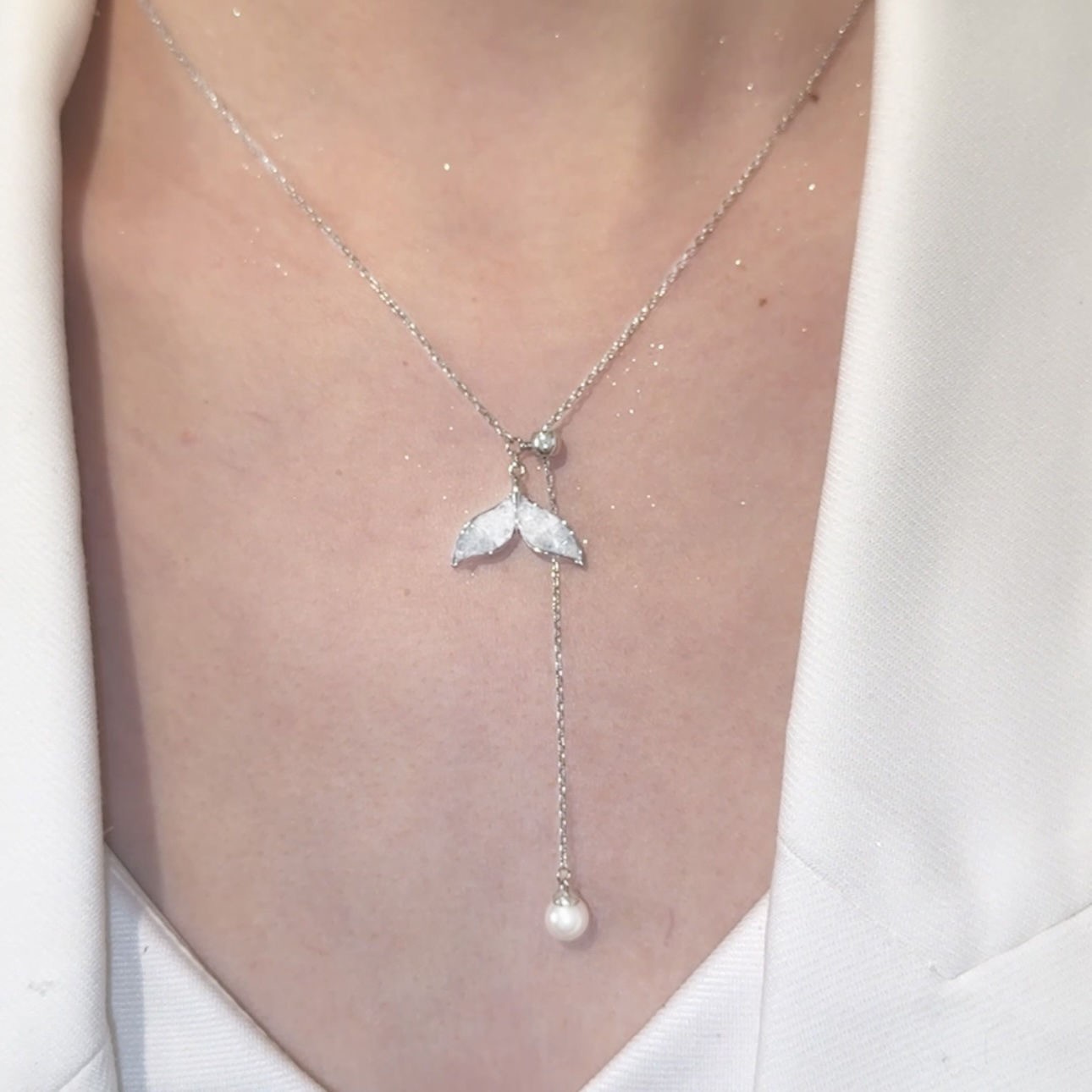 人鱼公主~多种戴法渐变蓝色晶石鱼尾项链女2024夏简约颈链锁骨链