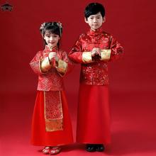 Girls boys show clothes Chinese flower girl dress red New跨