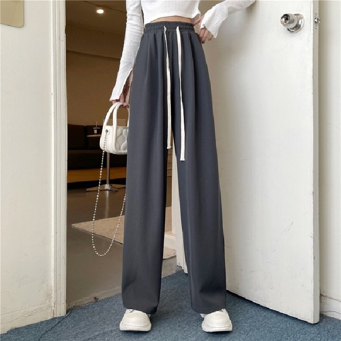 Wide-Leg Pants Ladies 2022 New Autumn and Winter Korean Style High Waist Drooping Casual Pants Loose Straight Girl Mop Pants