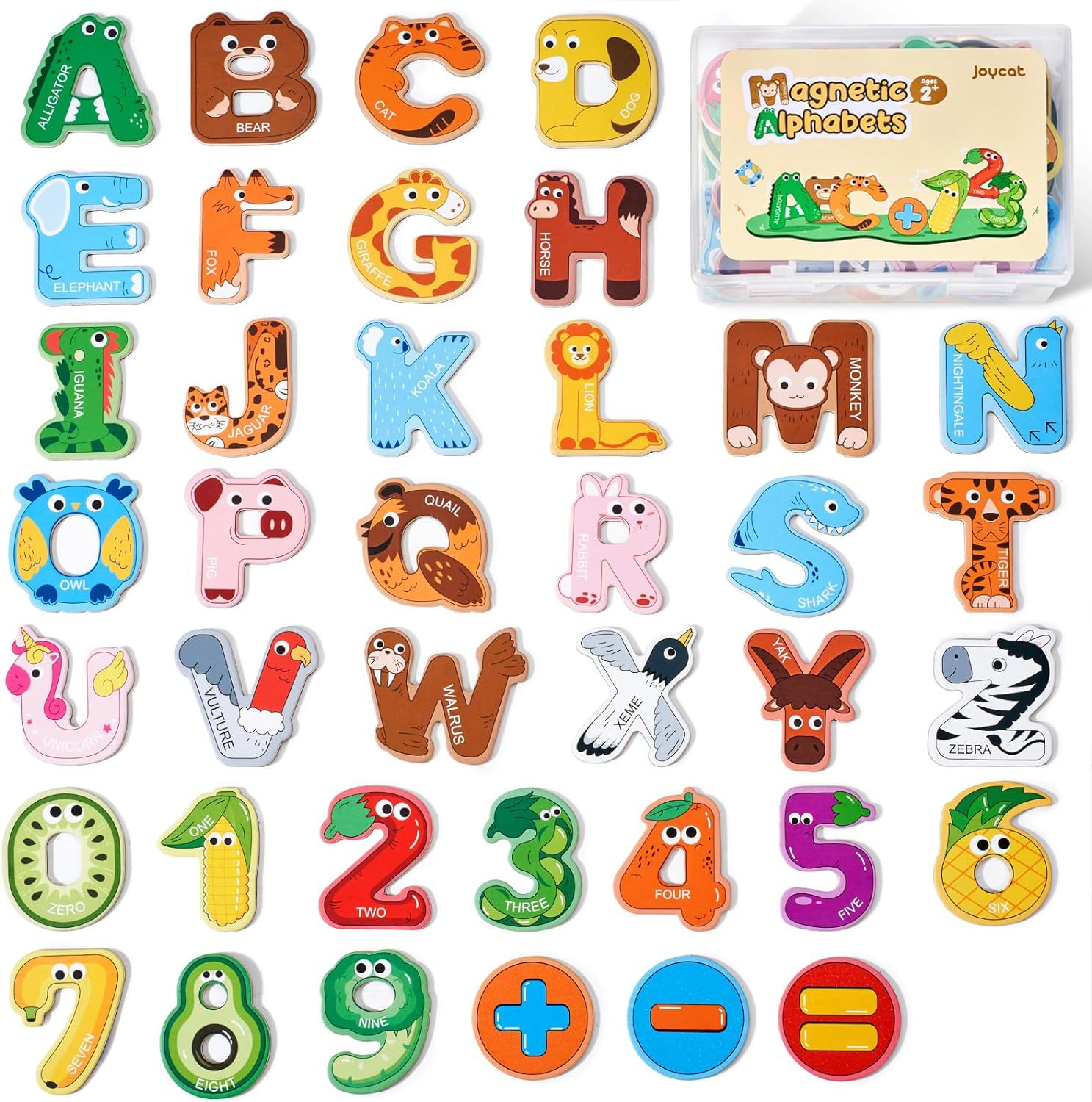 木制厚字母磁铁幼儿冰箱大号可爱动物彩色abc磁性字母26大写字母