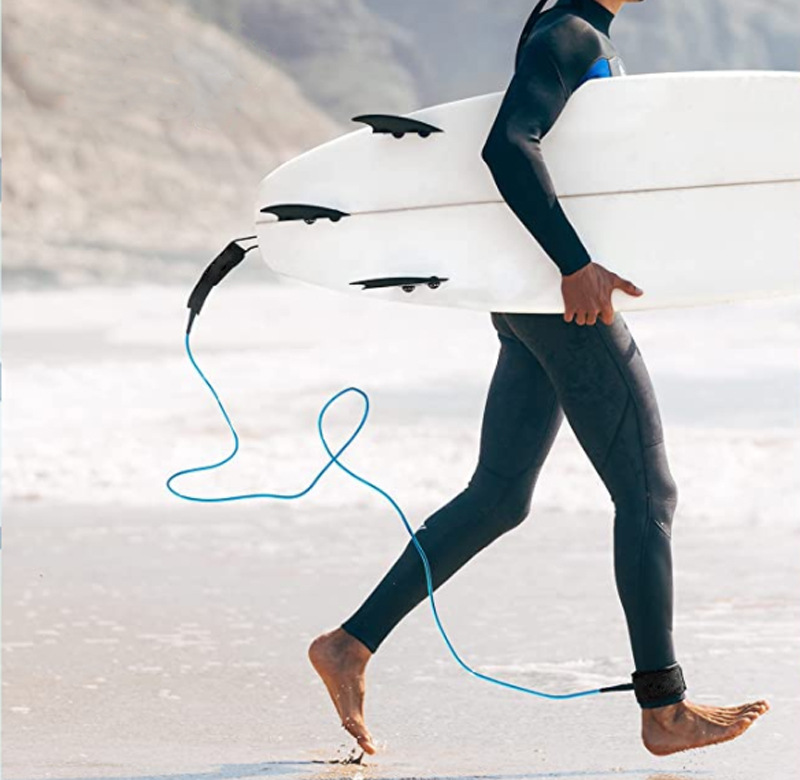 工厂充气sup冲浪滑水安全脚绳直线款绑腿牵引绳划水救生绳3米