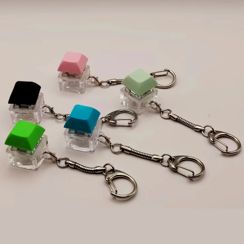 Small Sugar Cube Color Key Cap Mechanical Keyboard Luminous Toy Decompression Keychain Accessories Shaft Tester Keychain Pendant