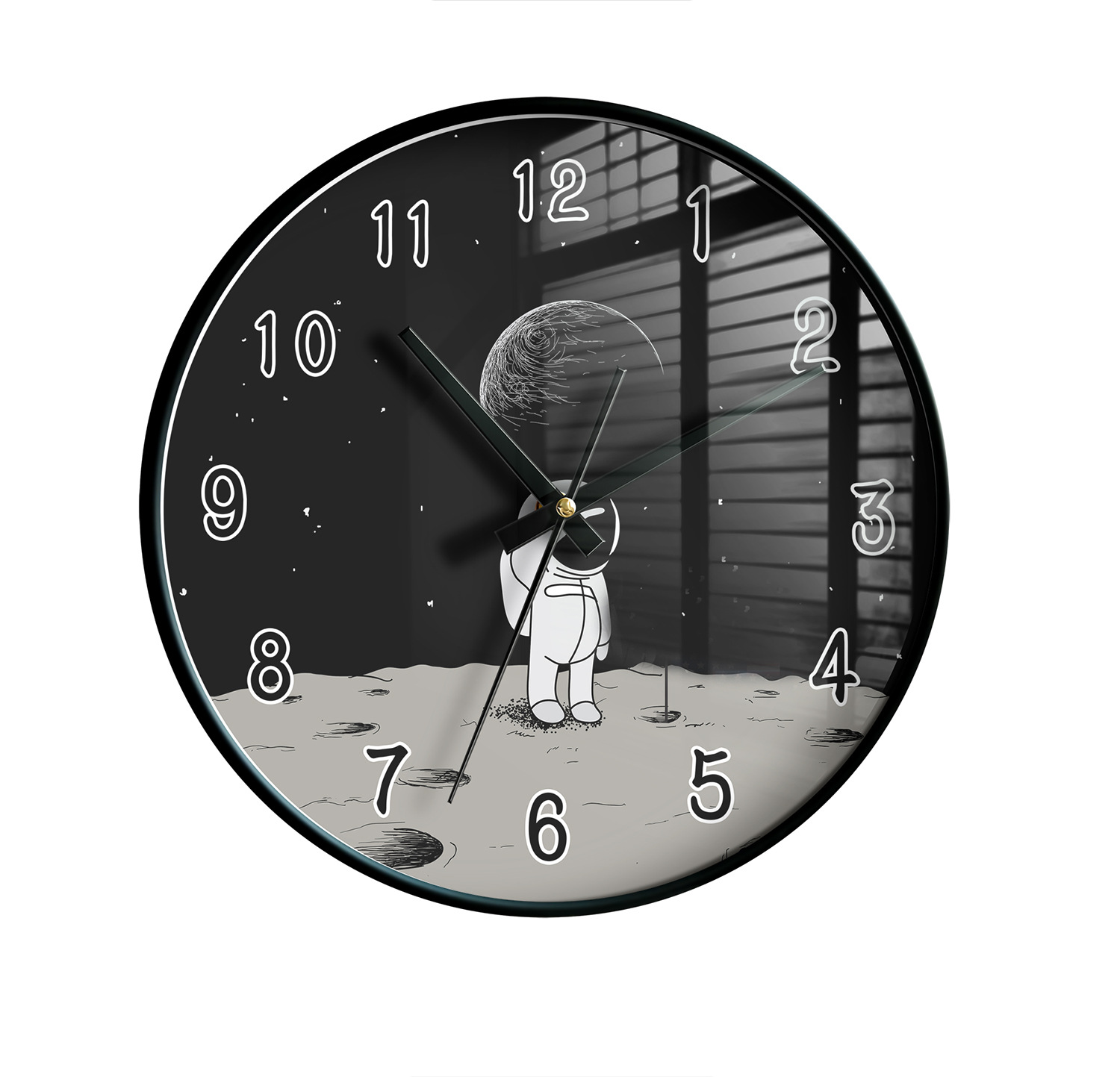 卡通太空宇航员挂钟30cm超静音时尚潮流家居装饰支持定制批发