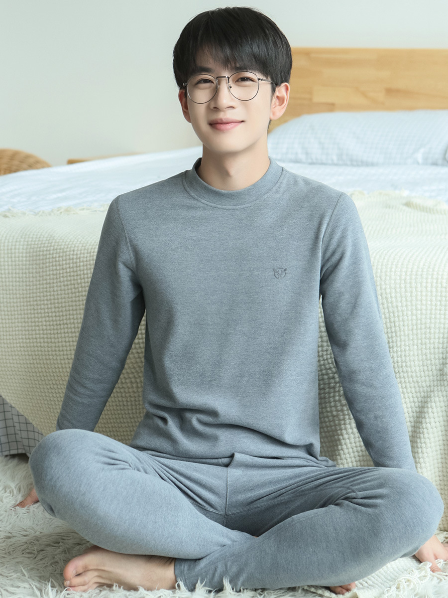 青少年德绒保暖内衣套装无痕男大童秋衣秋裤初高中学生棉毛衫发热