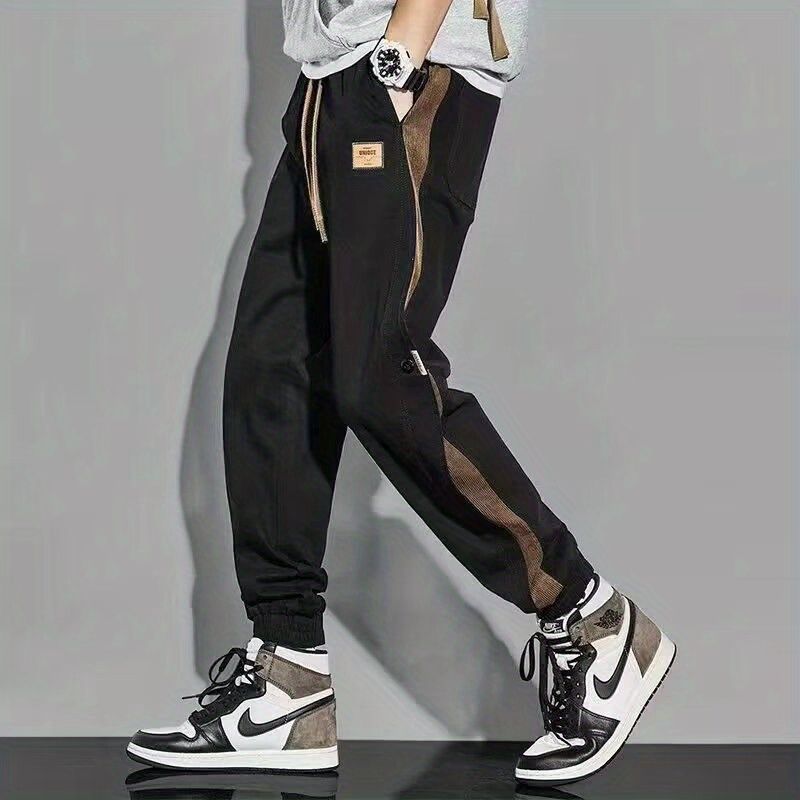 Spring and Summer New Men's Casual Pants Thin Harem Slim Fit Patchwork Sports Cargo Ankle Banded Pants