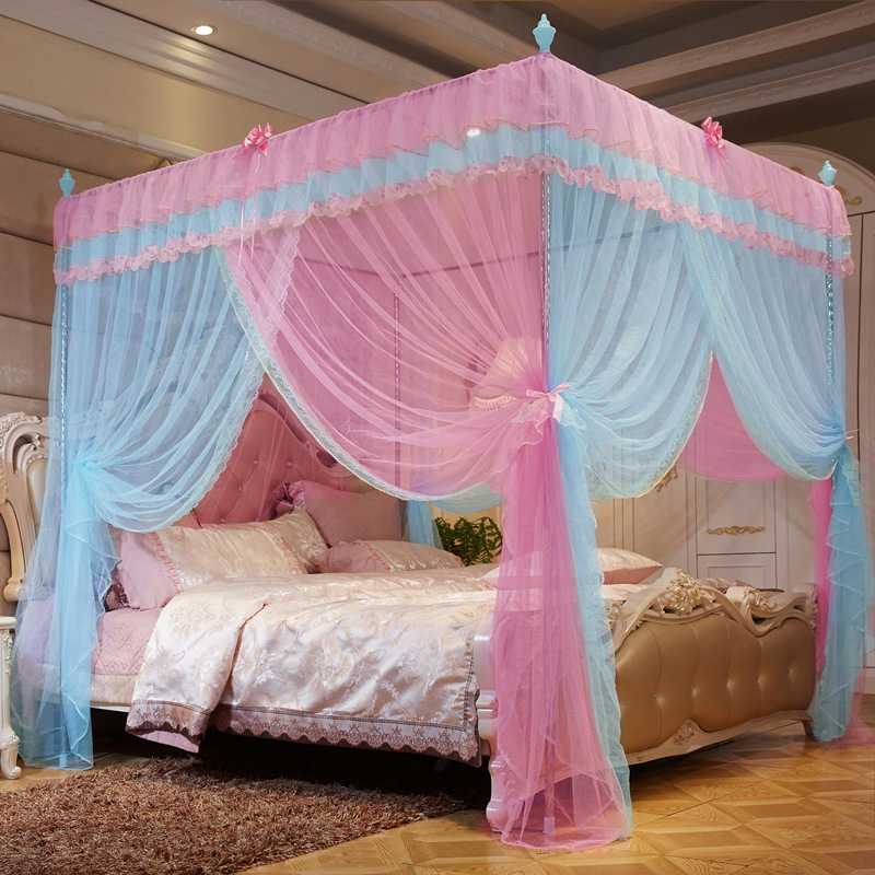 Summer Princess-Style Floor Mosquito Net Three-Door Encryption Reinforcement Bed Curtain Single Double Children's Beds Mosquito Nets Gauze Tent