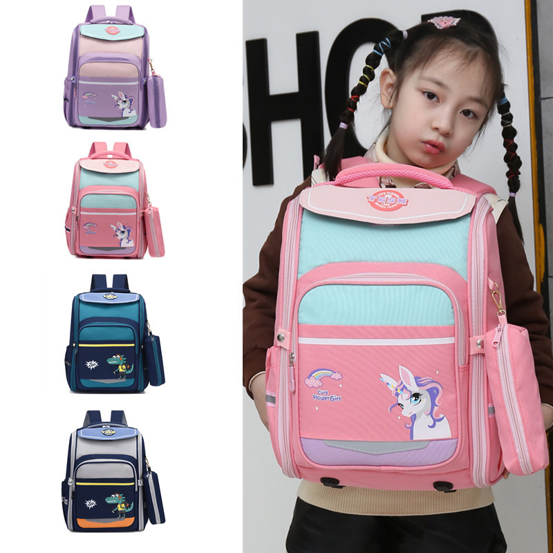 Primary School Student Schoolbag Girl and Boy Large Capacity Cartoon Dinosaur Unicorn 2023 Children Backpack Wholesale Cross-Border