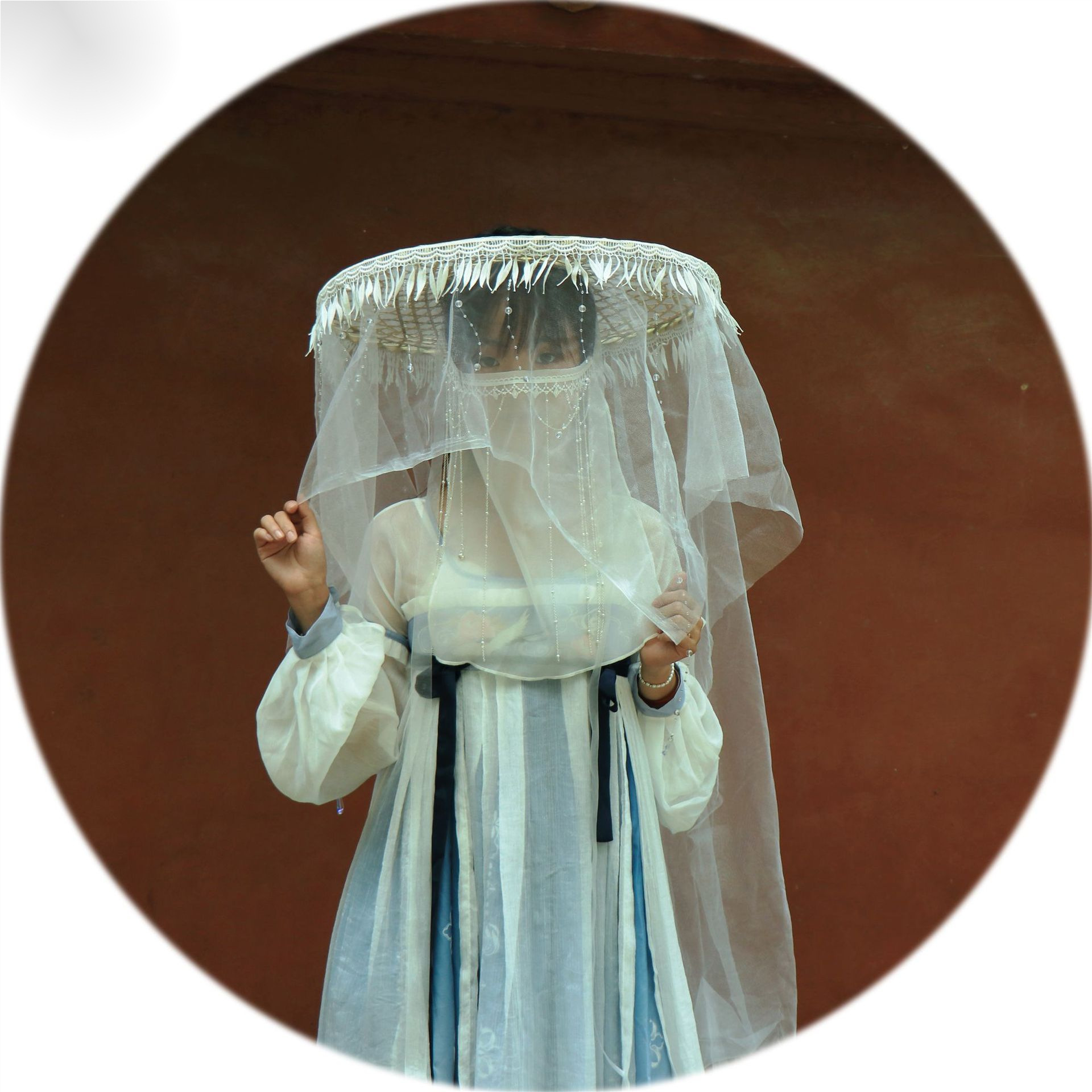 汉服饰品写真道具斗笠帽幕篱防晒飘逸仙帷帽斗笠影楼幕篱防晒遮容