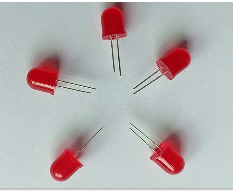 f8/10/12mm红发红led灯珠 直插式led发光二极管指示灯插件led灯珠