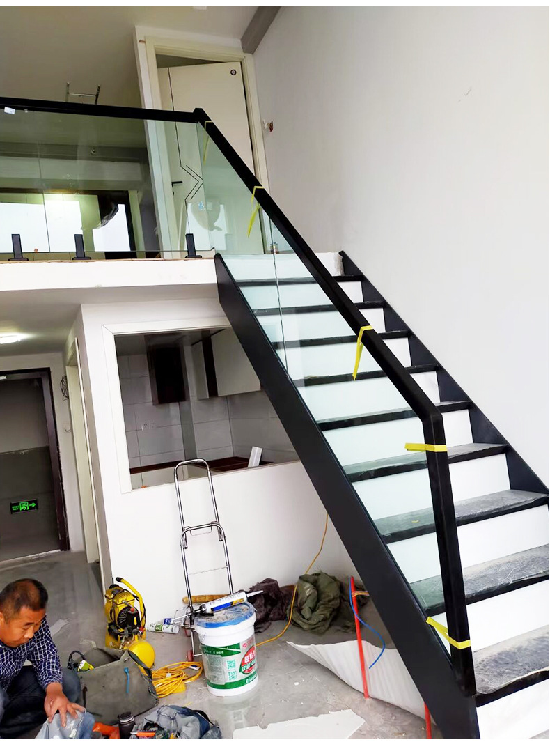 定制双梁双层板楼梯家装家用双梁楼梯钢木复式楼梯踏板