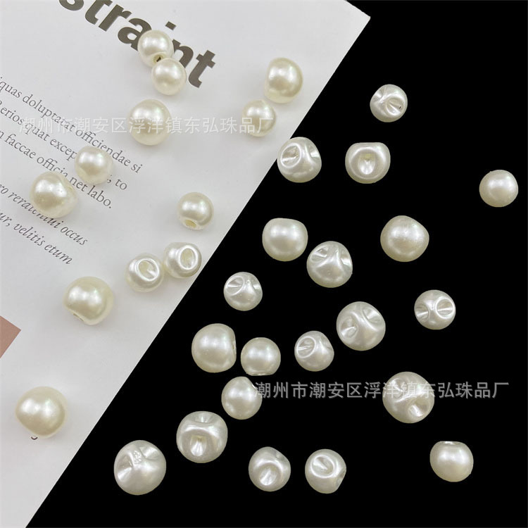 8-18MM偏孔高亮暗眼纽扣圆仿珍珠 丝巾旗袍纽扣侧孔边孔定制批发