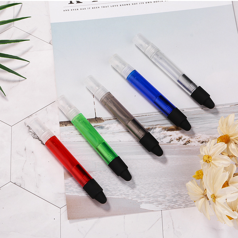 触屏酒精消毒喷雾中性笔学生防护病毒洗手液抗菌圆珠笔电容原子笔