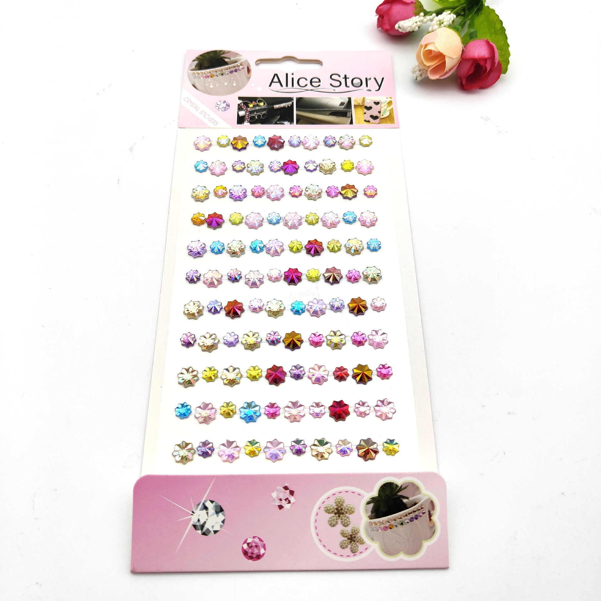 Colorful Ice Flower Bracelet Stickers DIY Album Decoration Diamond Sticker Automotive Decorative Paste Acrylic Colorful Diamond Stickers Diamond Sticker Mobile Phone Stickers