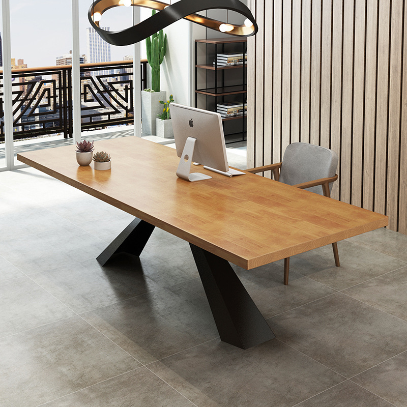 工业简约风实木办公桌工作室单人台式电脑桌椅组合书房创意写字桌