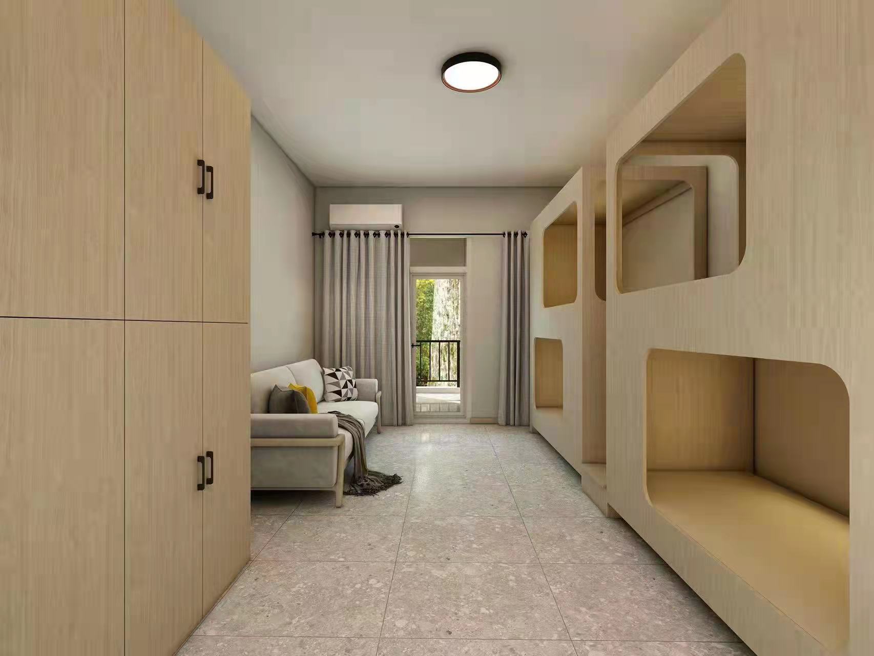 上下床四人床 连体床宿舍家用 实木床太空舱学生床